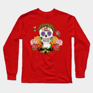 Skull and Roses with death's head moth Long Sleeve T-Shirt